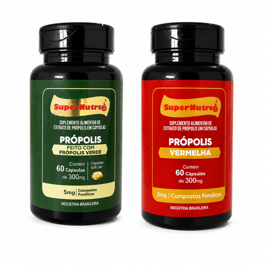 Kit Própolis Cápsulas 30 Dias – Própolis Verde + Vermelha | SuperNutree