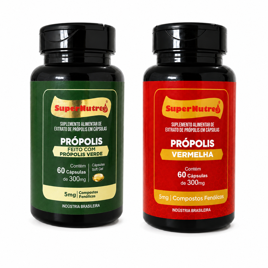 Kit Própolis Cápsulas 30 Dias – Própolis Verde + Vermelha | SuperNutree