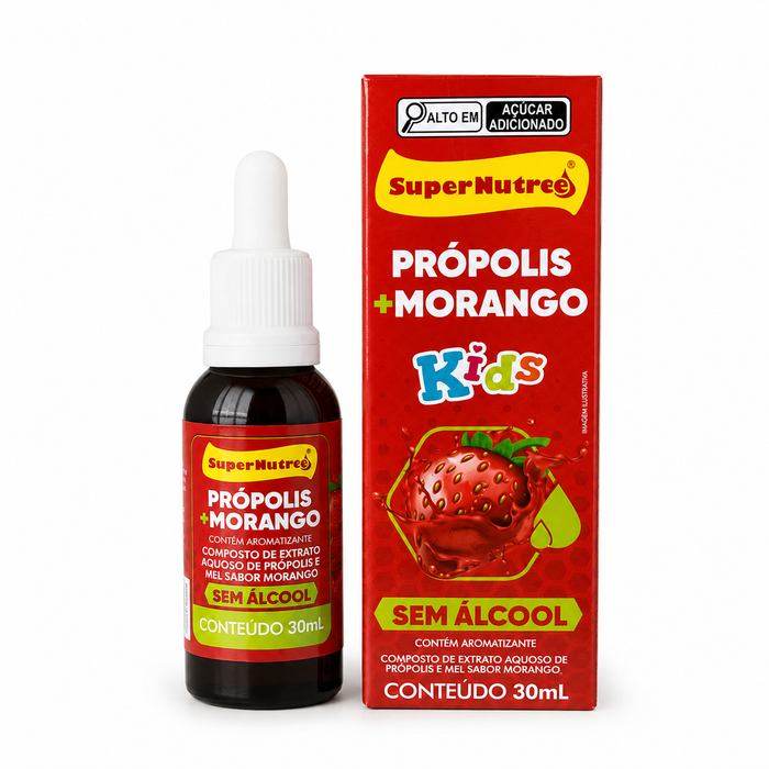 Própolis Kids Sabor Morango Sem Álcool 30ml – Uso Infantil | SuperNutree