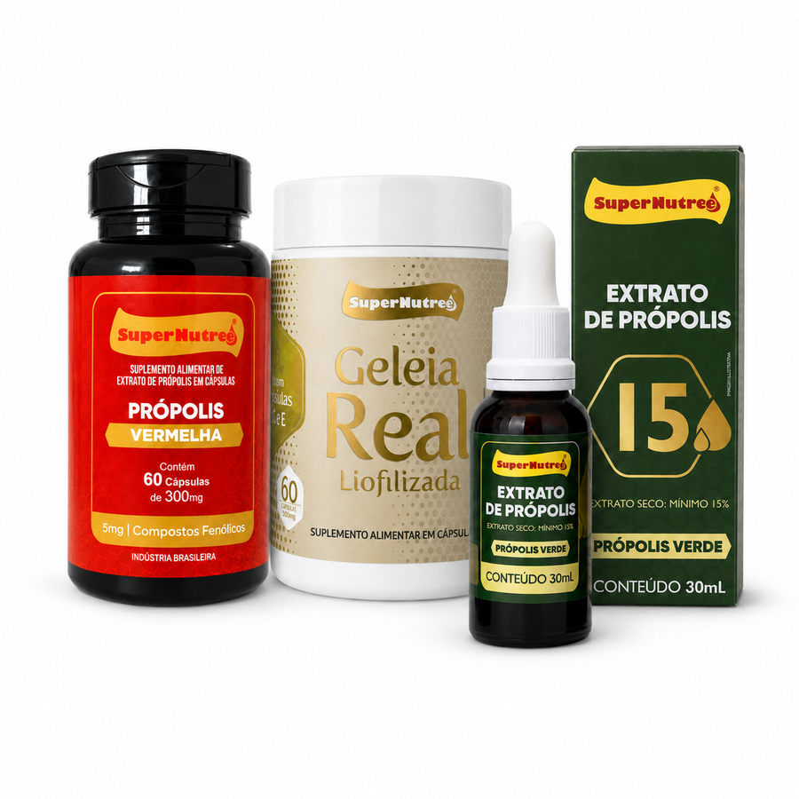 Protocolo Energia e Vitalidade 30 Dias | Própolis Verde 15% + Própolis Vermelha + Geleia Real – SuperNutree