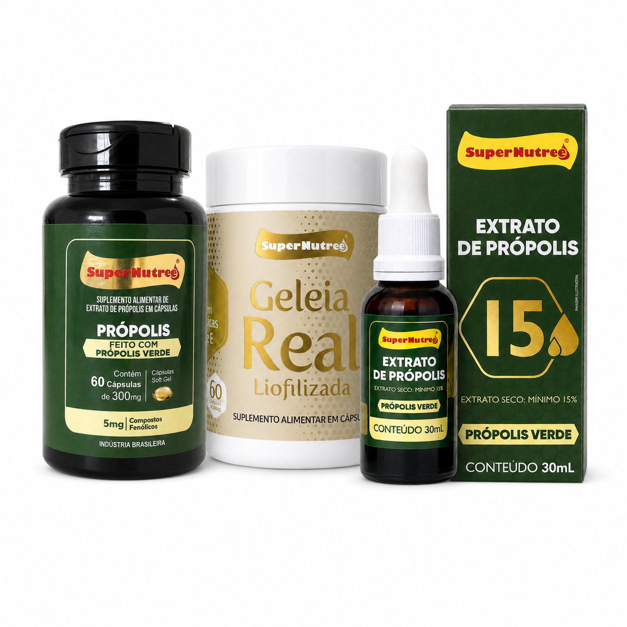 Protocolo Própolis Verde 30 Dias – Cápsulas + Extrato + Geleia Real | SuperNutree
